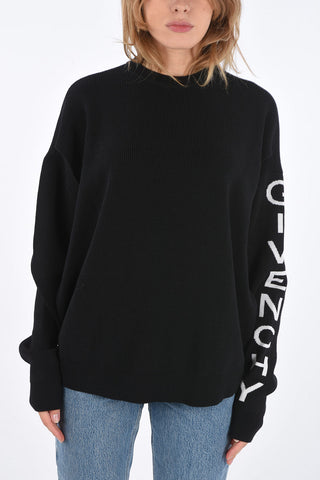 oversized crew-neck sweater with cut out details