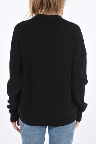 oversized crew-neck sweater with cut out details
