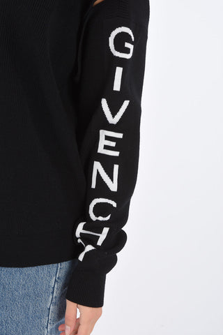 oversized crew-neck sweater with cut out details