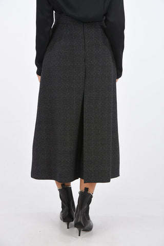 Prince of Wales Plated Wool Skirt