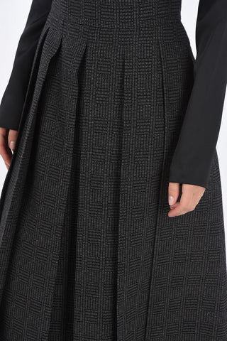 Prince of Wales Plated Wool Skirt