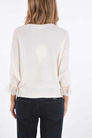 ribbed sweater with lace details
