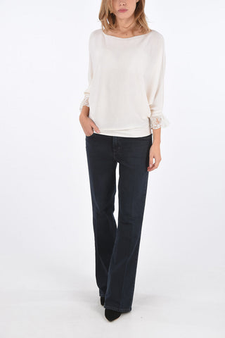 ribbed sweater with lace details