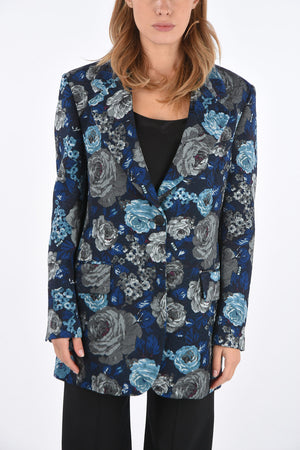 1 Button Floral Pattern Blazer