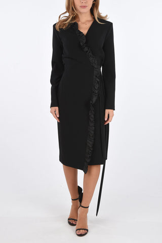Crossed SUEZ Dress with Belt and Ruffle