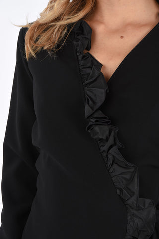 Crossed SUEZ Dress with Belt and Ruffle