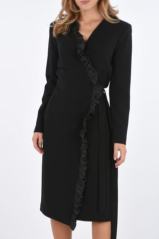 Crossed SUEZ Dress with Belt and Ruffle