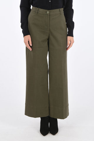 stretch cotton wide leg MAMI pants
