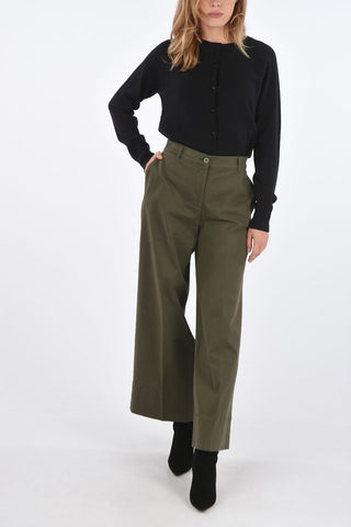 stretch cotton wide leg MAMI pants