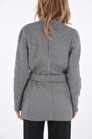 Reversible Houndstooth Blazer with Belt