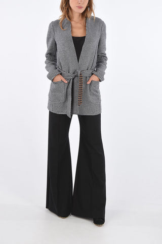 Reversible Houndstooth Blazer with Belt