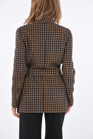 Reversible Houndstooth Blazer with Belt