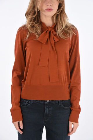 maglia tie-neck in lana vergine