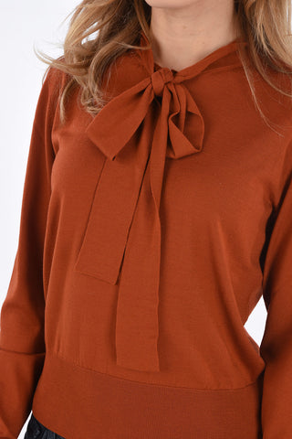 maglia tie-neck in lana vergine