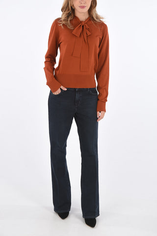maglia tie-neck in lana vergine