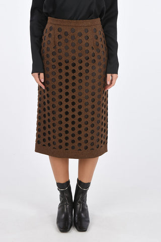 MM1 Perforated Wool Longuette with Back Slit