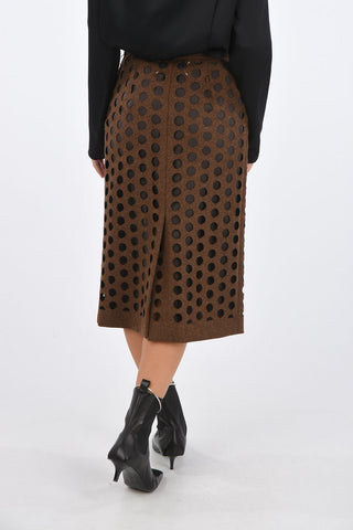 MM1 Perforated Wool Longuette with Back Slit