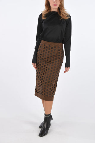 MM1 Perforated Wool Longuette with Back Slit