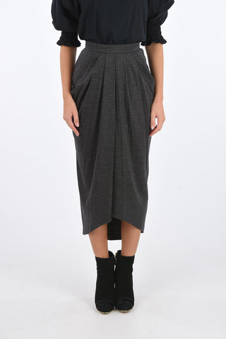 high-rise waist below knee pencil skirt