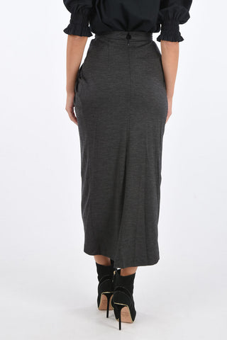 high-rise waist below knee pencil skirt