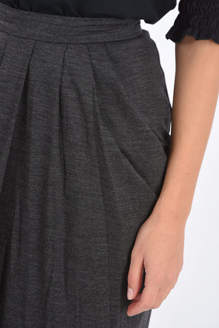 high-rise waist below knee pencil skirt