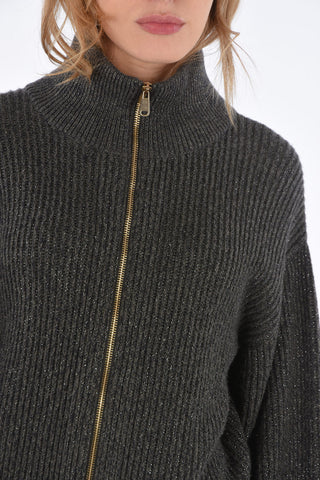 Glitter cardigan with zip closure