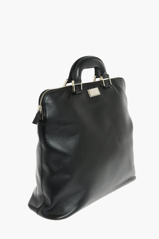 Zipped Leather Business Bag