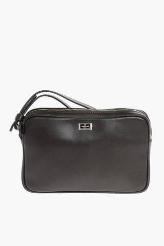 Leather Single-comparted Pochette with Cuff