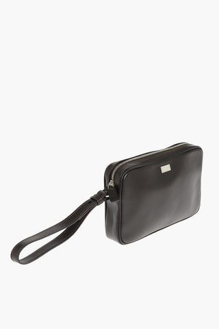 Leather Single-comparted Pochette with Cuff