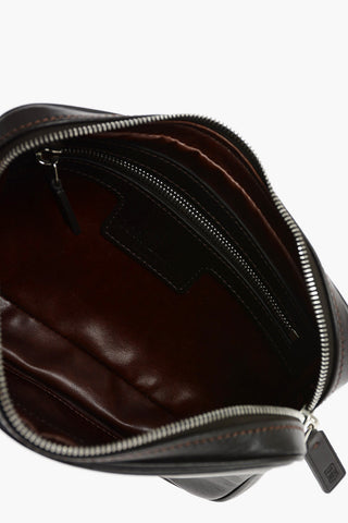Leather Single-comparted Pochette with Cuff