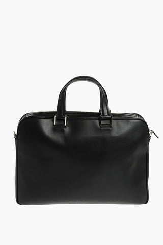 Leather Business Bag with Flexible Handles and Zip