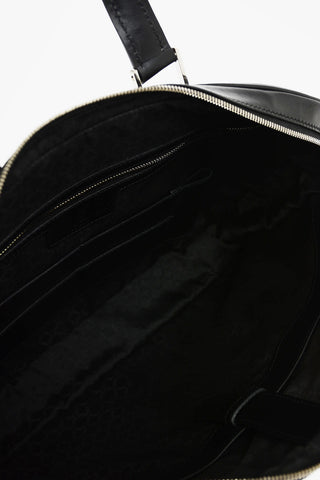 Leather Business Bag with Flexible Handles and Zip