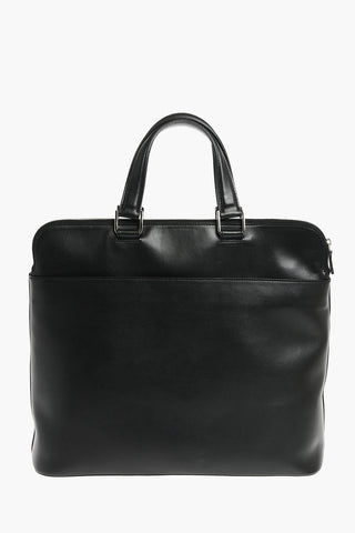 Leather Business Bag with Flexible Handles and Zip