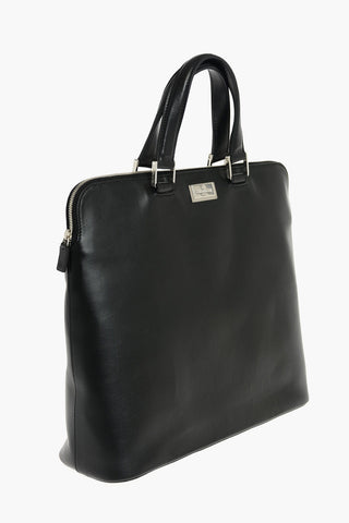 Leather Business Bag with Flexible Handles and Zip