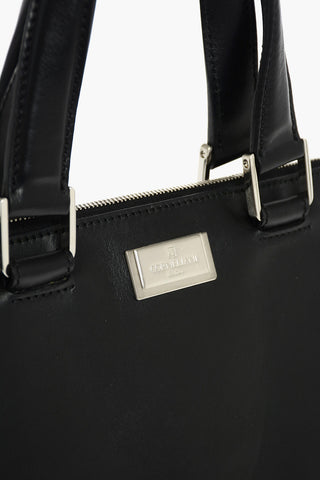Leather Business Bag with Flexible Handles and Zip