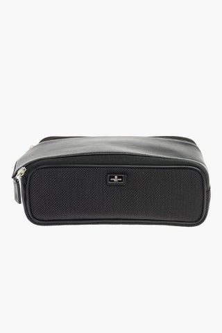 Double Zip Beauty Case with Leather Inserts