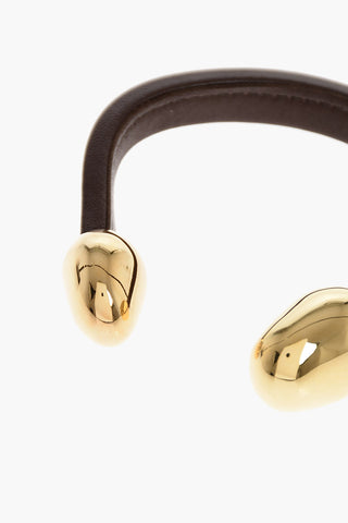 leather cuff bracelet with brass details