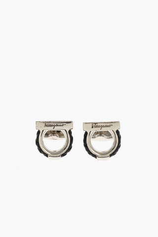 brass cufflinks with leather detail