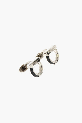 brass cufflinks with leather detail