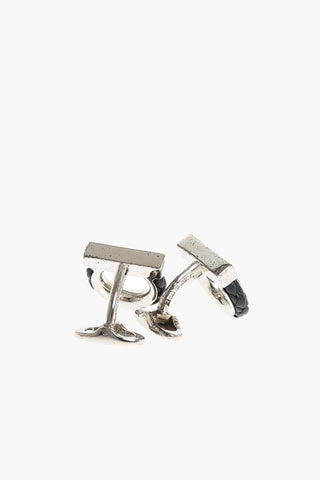 brass cufflinks with leather detail