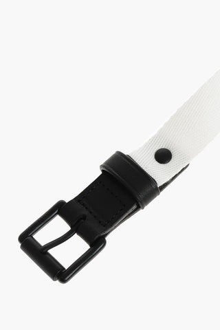20mm fabric belt with leather details