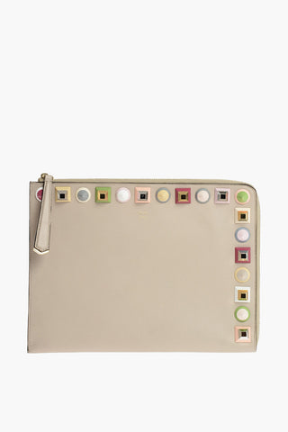 leather studded clutch