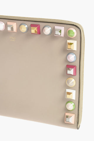 leather studded clutch