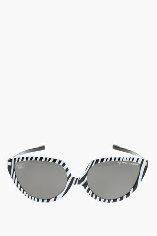 MARTINE ROSE Cat-eye-shaped SOS Reversible Sunglasses in Zebra Motif