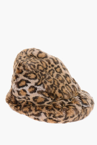 Eco fur cheetah-print hat