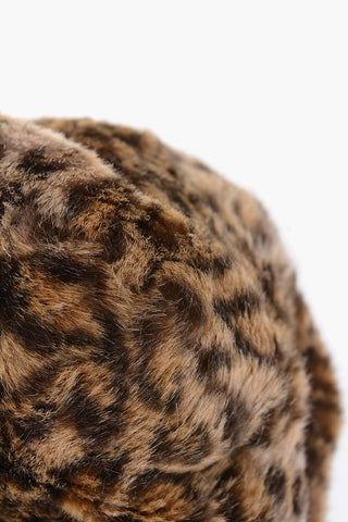 Eco fur cheetah-print hat