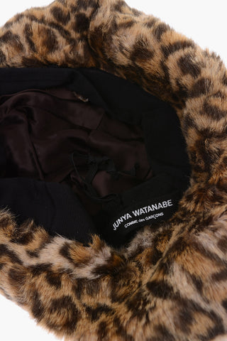 Eco fur cheetah-print hat