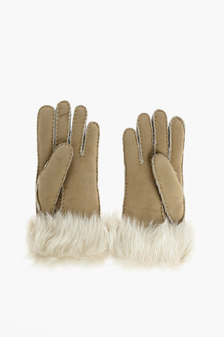 Guanti in Pelle Scamosciata con Pelliccia
