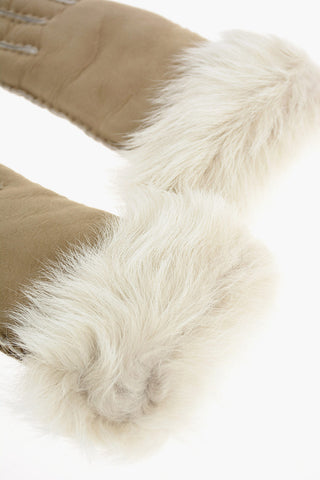 Guanti in Pelle Scamosciata con Pelliccia