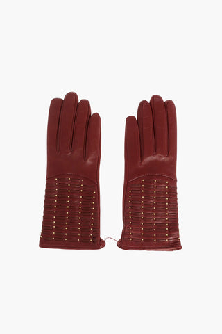 Leather Gloves with Golden Studs